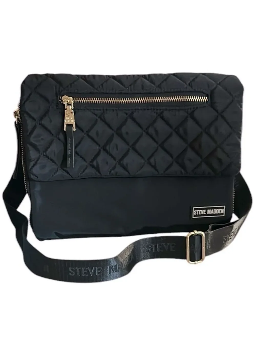 Steve Madden Jodie Crossbody Bag with Quilted Flap In Black
